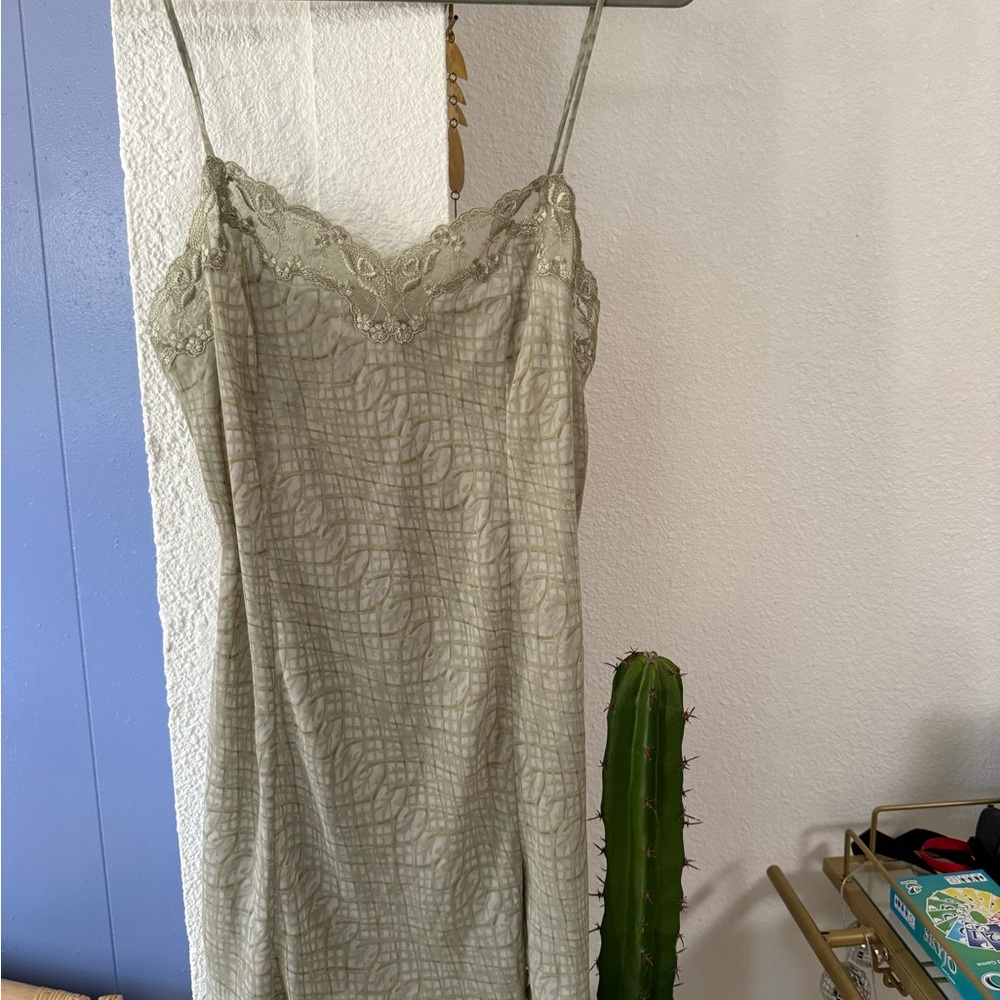 Victoria's Secret Sage Green Lace-Trim Slip
